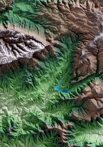Mapa artístico del relieve de Cornudella de Montsant, al Priorat, con 15 km de entorno y base topográfica ICGC