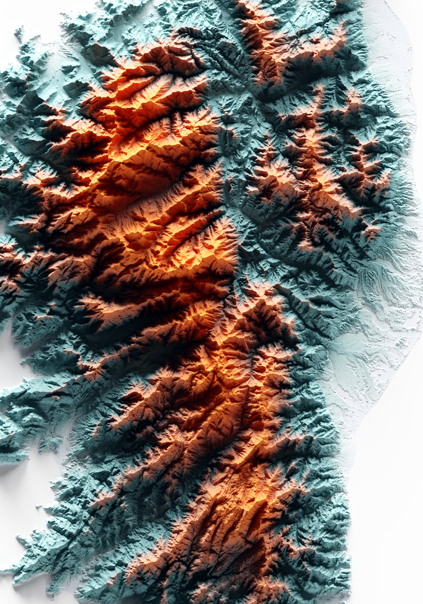 CORCEGA. Mapa de relieve con contraste.