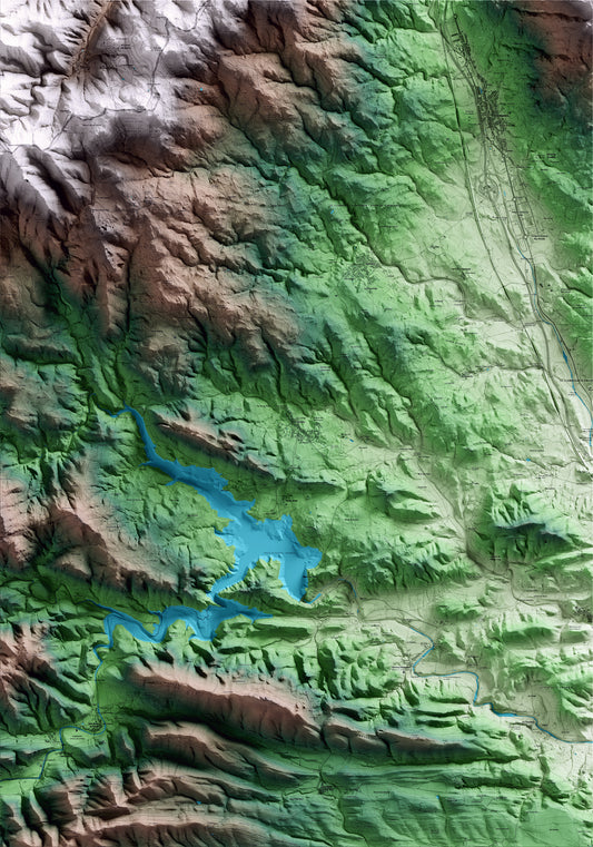 Mapa artístico del relieve de Darnius, al Alt Empordà, con 15 km de entorno y base topográfica ICGC
