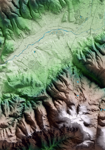 Mapa artístico del relieve de Das, a la Cerdanya, con 15 km de entorno y base topográfica ICGC