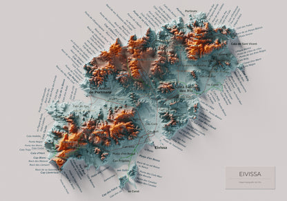 Edició octubre 2026 · Mapa topogràfic de Eivissa, Blau i taronja, 21 × 30 cm: mapa complet.