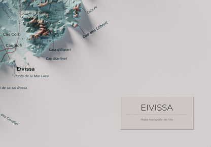 Edición revisada · Mapa topográfico de Ibiza (Eivissa), Azul y naranja, 21 × 30 cm: detalle inferior derecho.