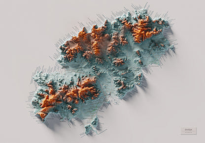 Edició octubre 2026 · Mapa topogràfic de Eivissa, Blau i taronja, 70 × 100 cm: mapa complet.