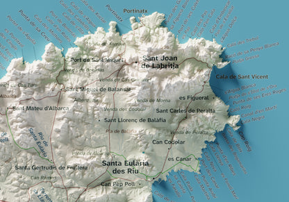 Edició octubre 2026 · Mapa topogràfic de Eivissa, Cartogràfic, 21 × 30 cm: detall de la costa nord-est.