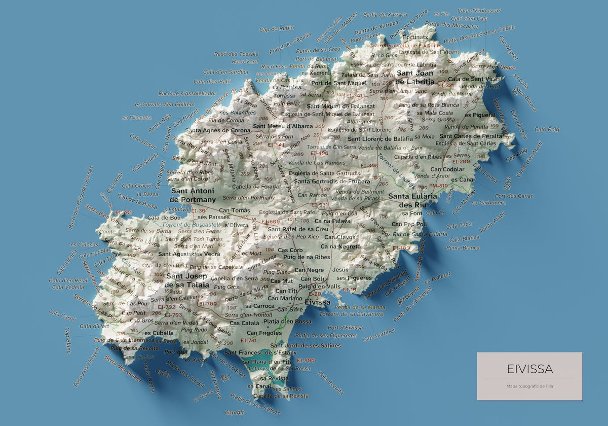 Mapa topogràfic d’Eivissa, Cartogràfic, 21 × 30 cm: mapa complet.