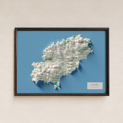 Edición revisada · Mapa topográfico de Ibiza (Eivissa), Cartográfico, 21 × 30 cm: presentación en marco negro (marco no incluido).