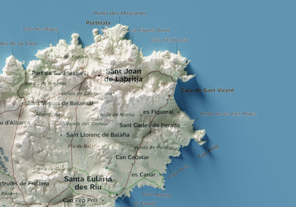 Edición revisada · Mapa topográfico de Ibiza (Eivissa), Cartográfico, 21 × 30 cm: detalle superior derecho.