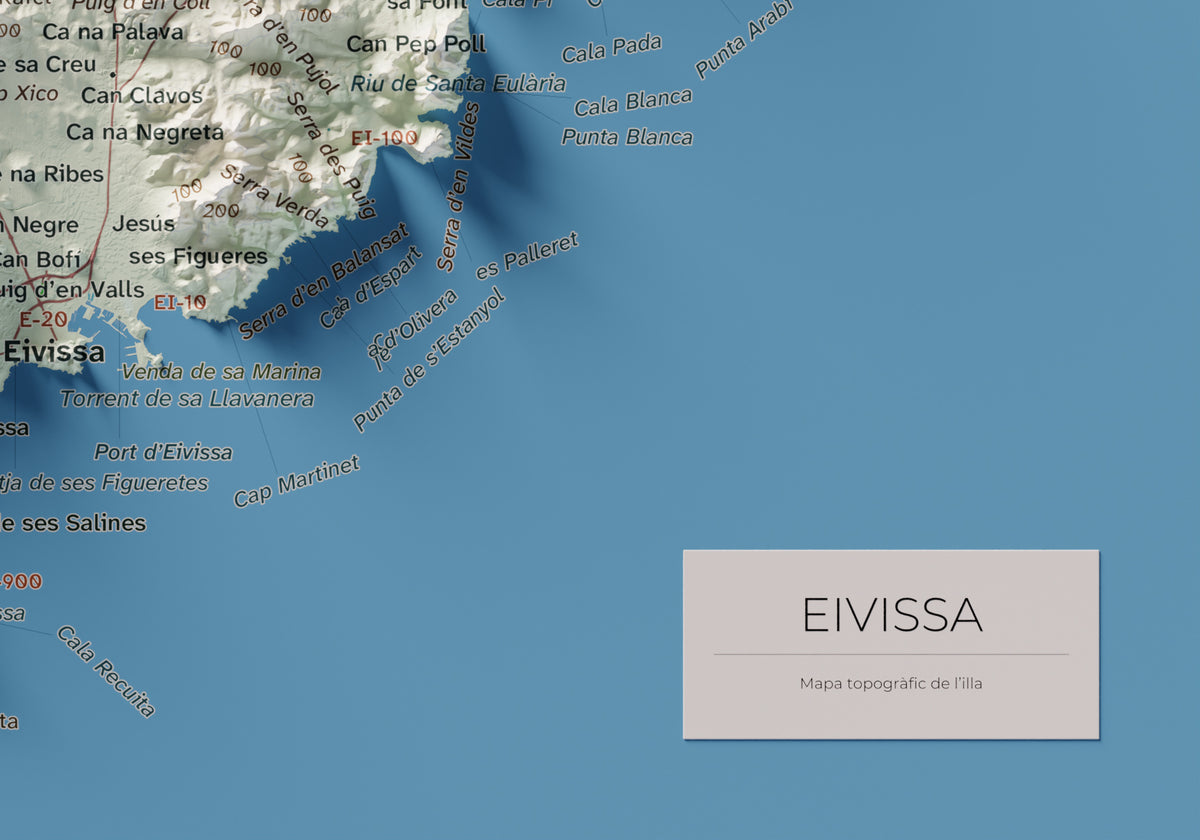 Mapa topogràfic d’Eivissa, Cartogràfic, 21 × 30 cm: detall inferior dret.