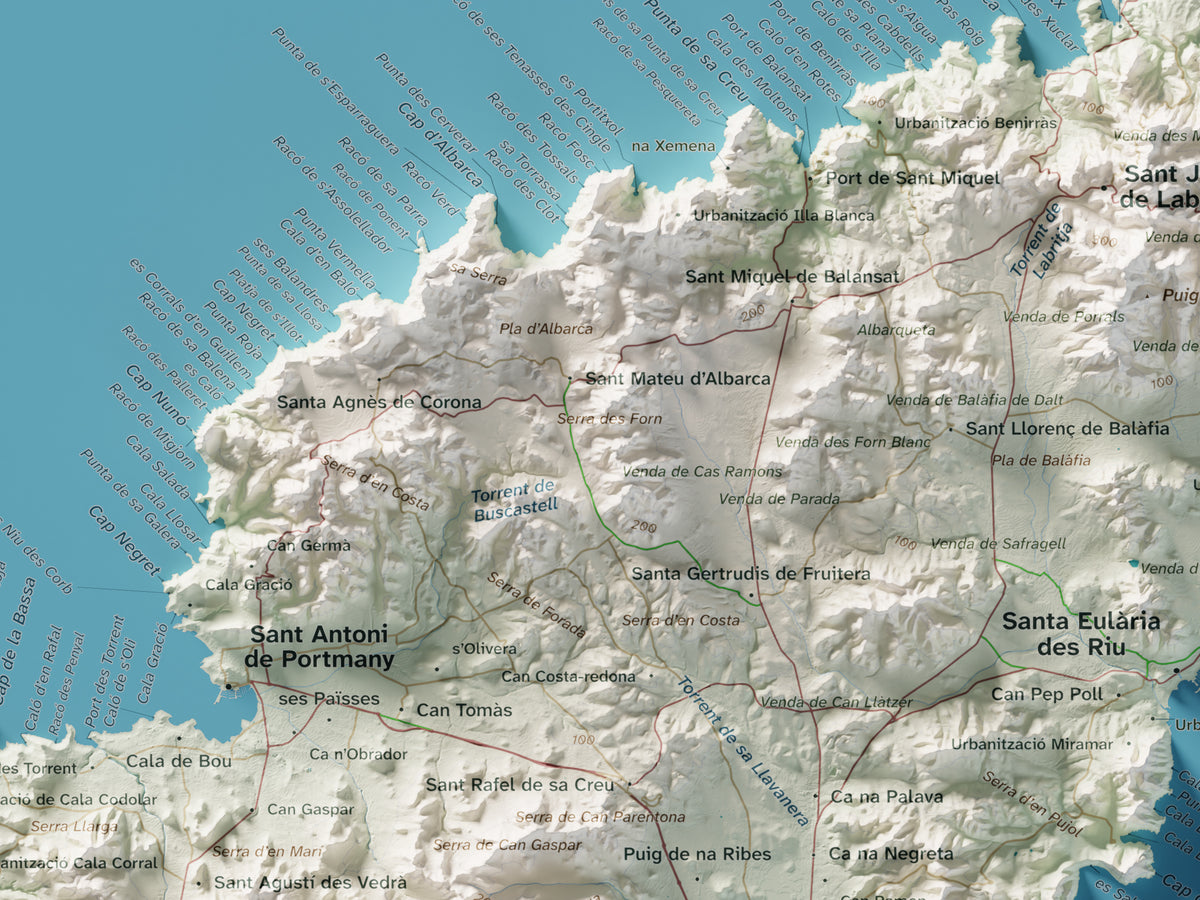 Edició octubre 2026 · Mapa topogràfic de Eivissa, Cartogràfic, 30 × 40 cm: detall de la costa nord-oest.