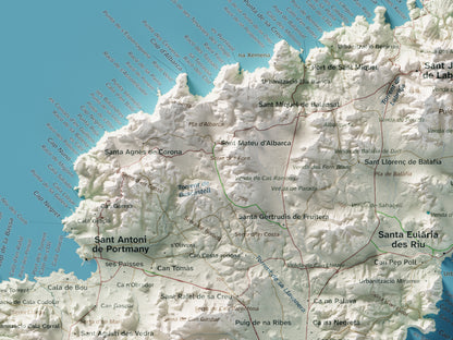 Edició octubre 2026 · Mapa topogràfic de Eivissa, Cartogràfic, 30 × 40 cm: detall de la costa nord-oest.