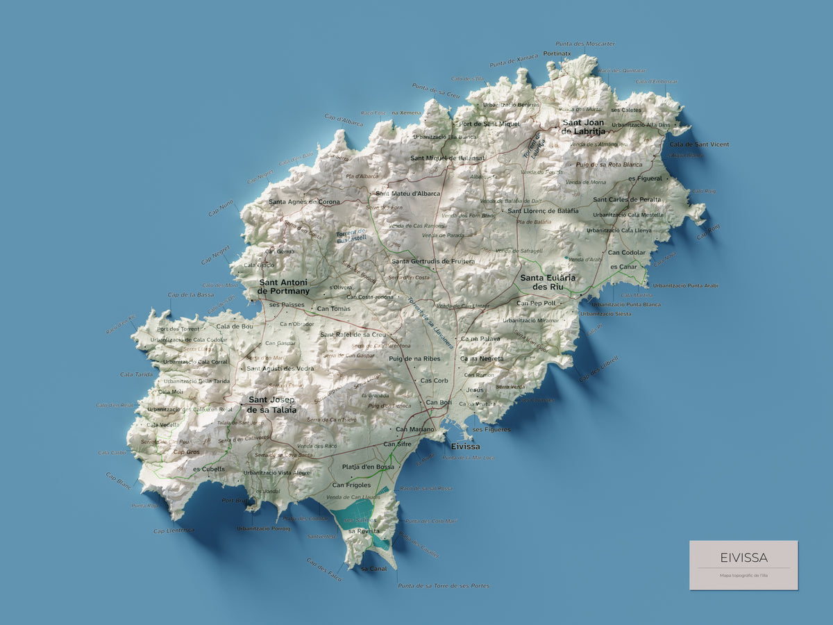 Edición revisada · Mapa topográfico de Ibiza (Eivissa), Cartográfico, 30 × 40 cm: mapa completo.