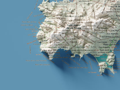 Mapa topogràfic d’Eivissa, Cartogràfic, 30 × 40 cm: detall inferior esquerre.