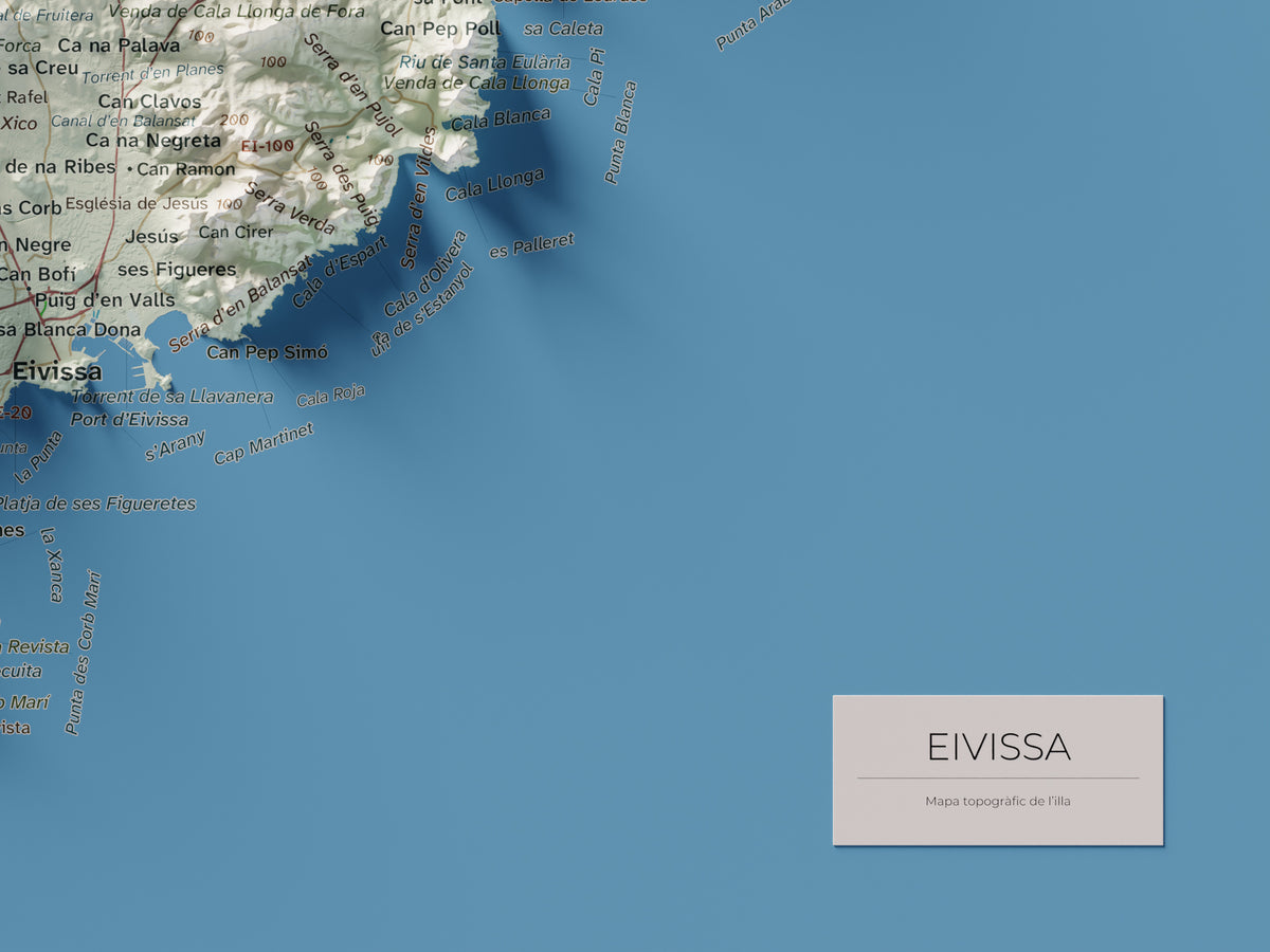 Mapa topogràfic d’Eivissa, Cartogràfic, 30 × 40 cm: detall inferior dret.