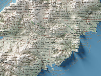 Mapa topogràfic d’Eivissa, Cartogràfic, 30 × 40 cm: detall central.