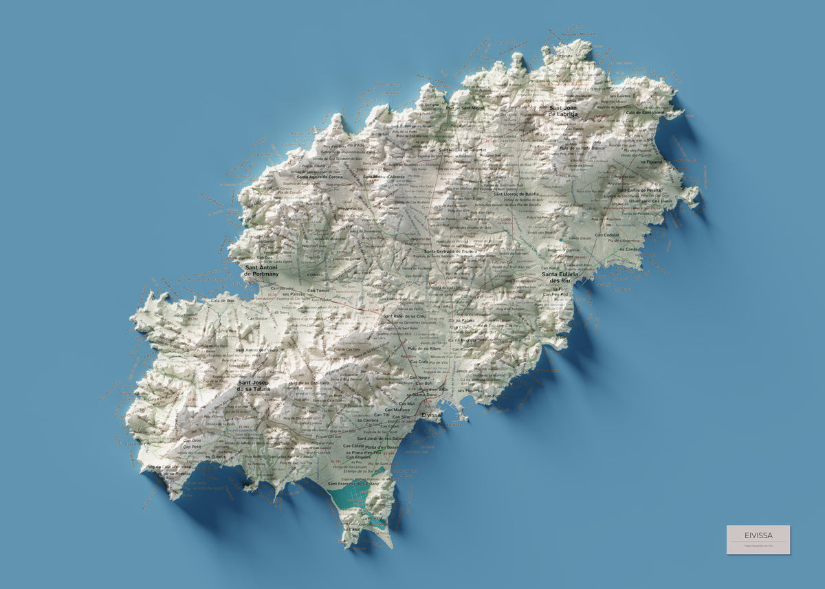 Mapa topogràfic d’Eivissa, Cartogràfic, 50 × 70 cm: mapa complet.