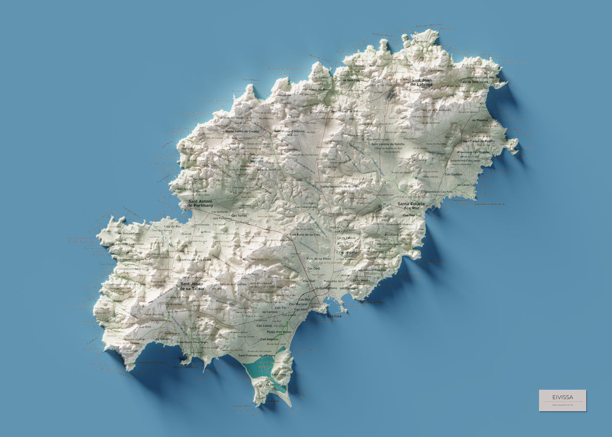 Edición revisada · Mapa topográfico de Ibiza (Eivissa), Cartográfico, 50 × 70 cm: mapa completo.