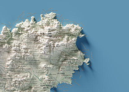 Mapa topogràfic d’Eivissa, Cartogràfic, 50 × 70 cm: detall superior dret.
