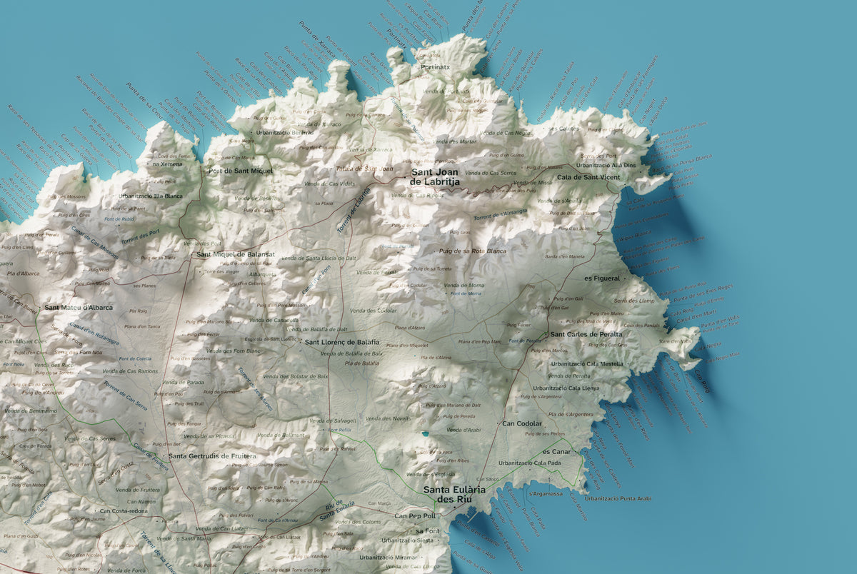 Edició octubre 2026 · Mapa topogràfic de Eivissa, Cartogràfic, 61 × 91 cm: detall de la costa nord-est.