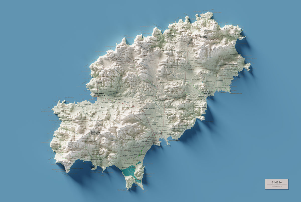 Edición revisada · Mapa topográfico de Ibiza (Eivissa), Cartográfico, 61 × 91 cm: mapa completo.