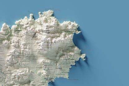 Edición revisada · Mapa topográfico de Ibiza (Eivissa), Cartográfico, 61 × 91 cm: detalle superior derecho.