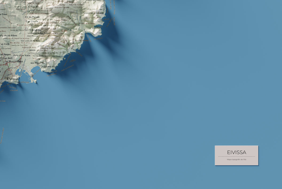 Mapa topogràfic d’Eivissa, Cartogràfic, 61 × 91 cm: detall inferior dret.
