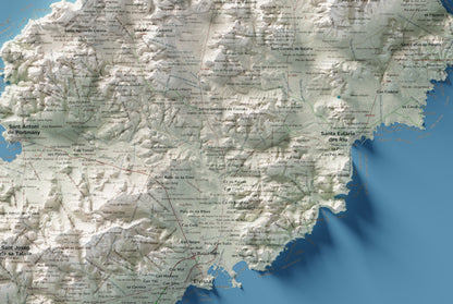 Mapa topogràfic d’Eivissa, Cartogràfic, 61 × 91 cm: detall central.