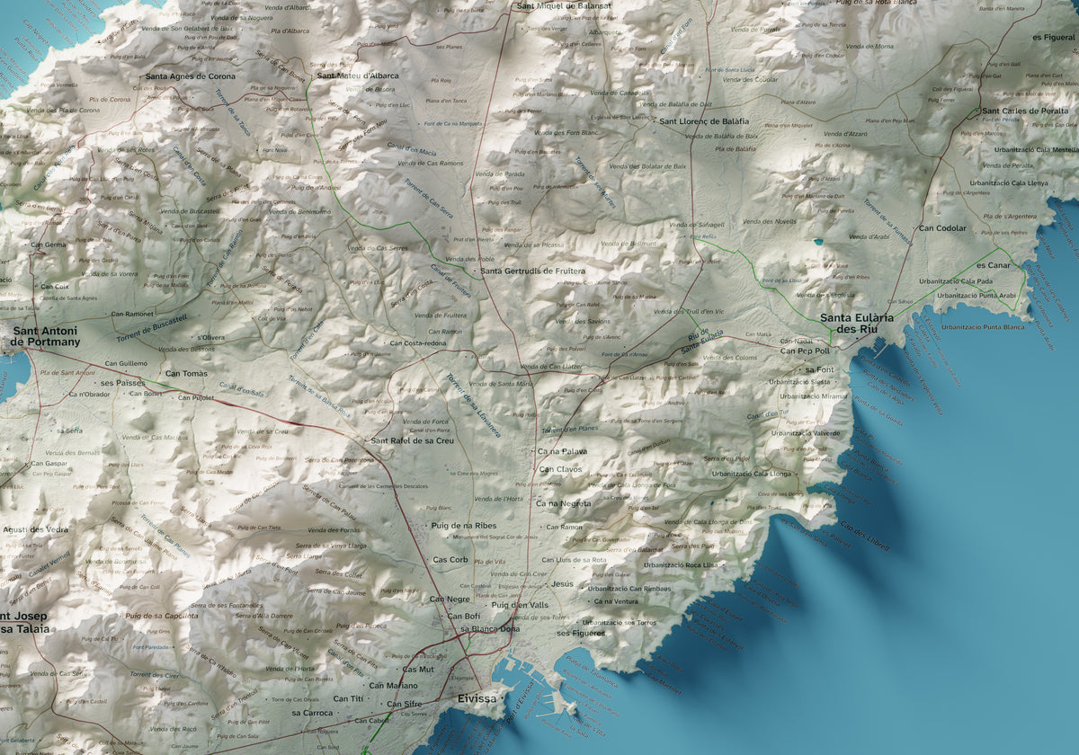 Edició octubre 2026 · Mapa topogràfic de Eivissa, Cartogràfic, 70 × 100 cm: detall central.