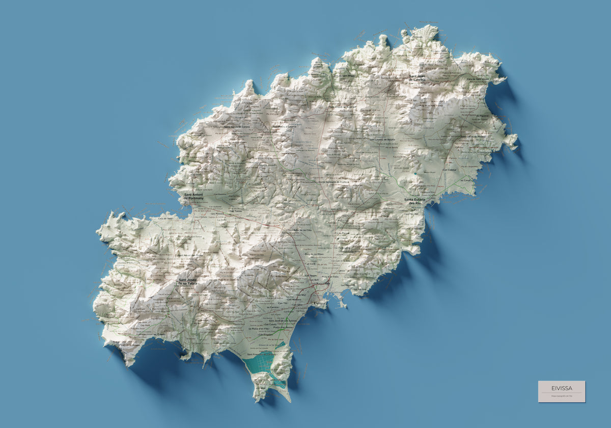 Mapa topogràfic d’Eivissa, Cartogràfic, 70 × 100 cm: mapa complet.