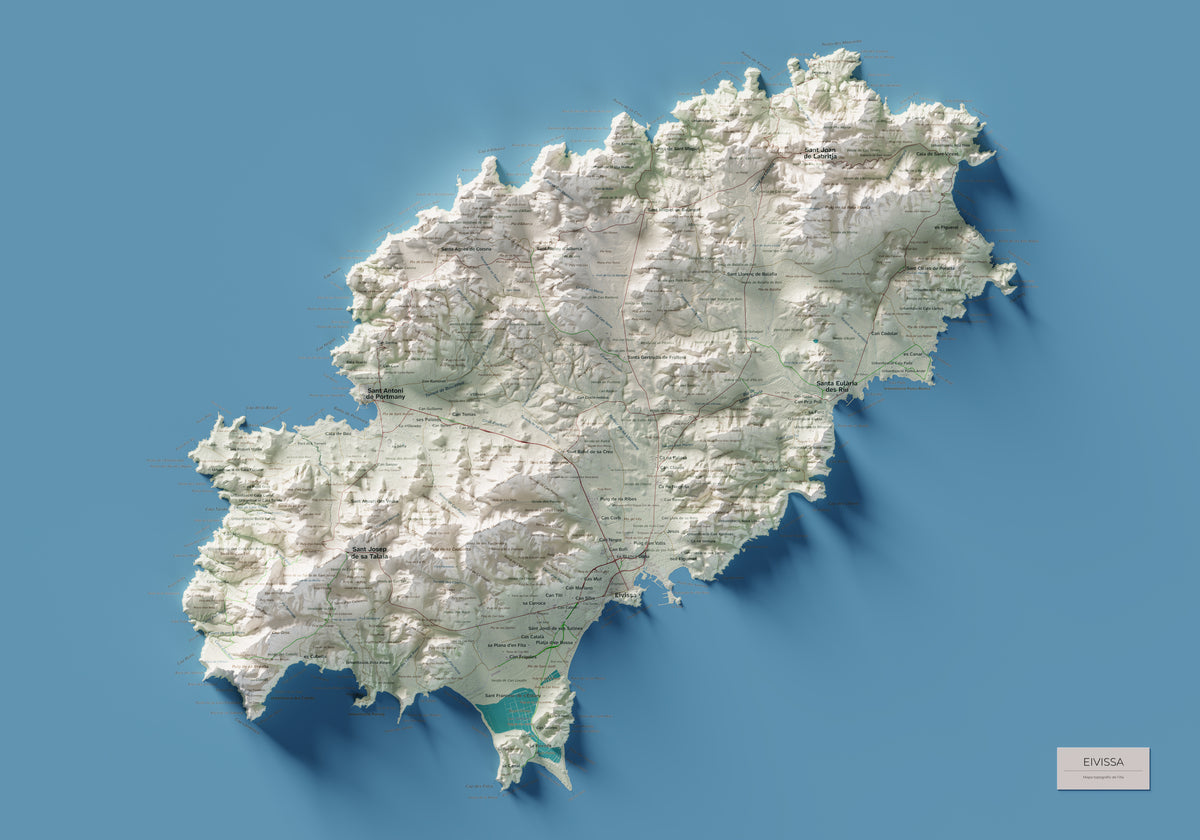 Edición revisada · Mapa topográfico de Ibiza (Eivissa), Cartográfico, 70 × 100 cm: mapa completo.