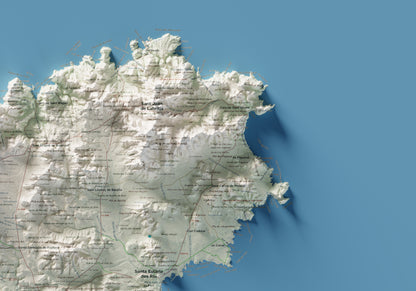 Mapa topogràfic d’Eivissa, Cartogràfic, 70 × 100 cm: detall superior dret.