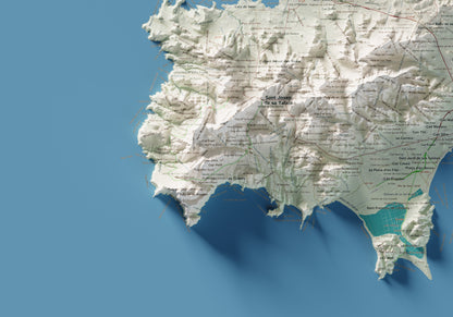 Mapa topogràfic d’Eivissa, Cartogràfic, 70 × 100 cm: detall inferior esquerre.