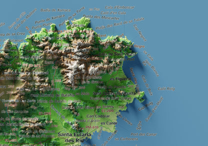 Mapa topogràfic d’Eivissa, Clàssic, 21 × 30 cm: detall superior dret.