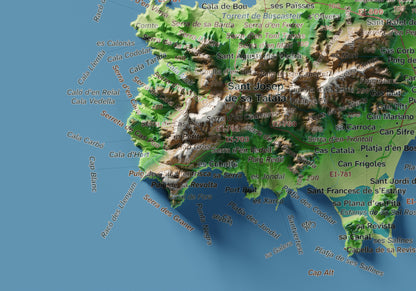 Mapa topogràfic d’Eivissa, Clàssic, 21 × 30 cm: detall inferior esquerre.