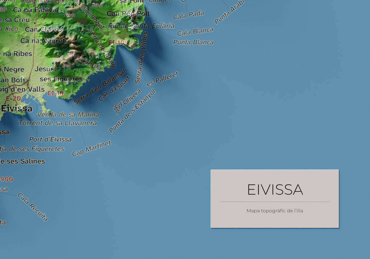 Mapa topogràfic d’Eivissa, Clàssic, 21 × 30 cm: detall inferior dret.
