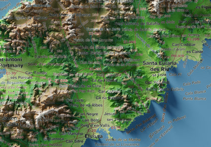 Mapa topogràfic d’Eivissa, Clàssic, 21 × 30 cm: detall central.