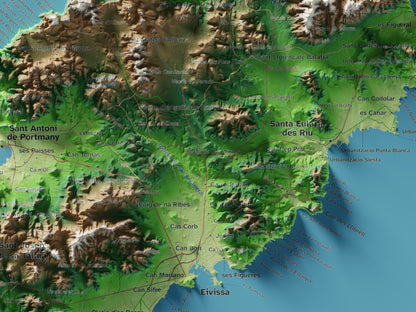 Edició octubre 2026 · Mapa topogràfic de Eivissa, Clàssic, 30 × 40 cm: detall central.