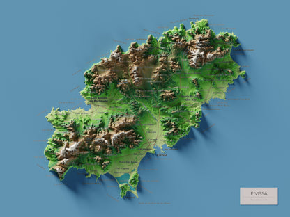 Edición revisada · Mapa topográfico de Ibiza (Eivissa), Clásico, 30 × 40 cm: mapa completo.