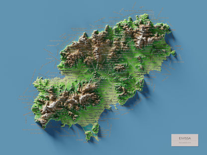 Mapa topogràfic d’Eivissa, Clàssic, 30 × 40 cm: mapa complet.