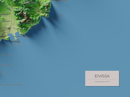 Edición revisada · Mapa topográfico de Ibiza (Eivissa), Clásico, 30 × 40 cm: detalle inferior derecho.