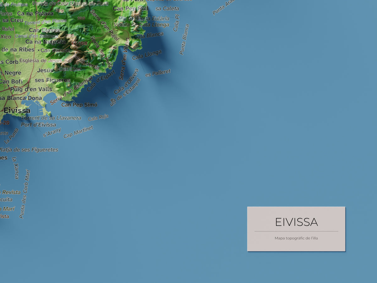 Mapa topogràfic d’Eivissa, Clàssic, 30 × 40 cm: detall inferior dret.
