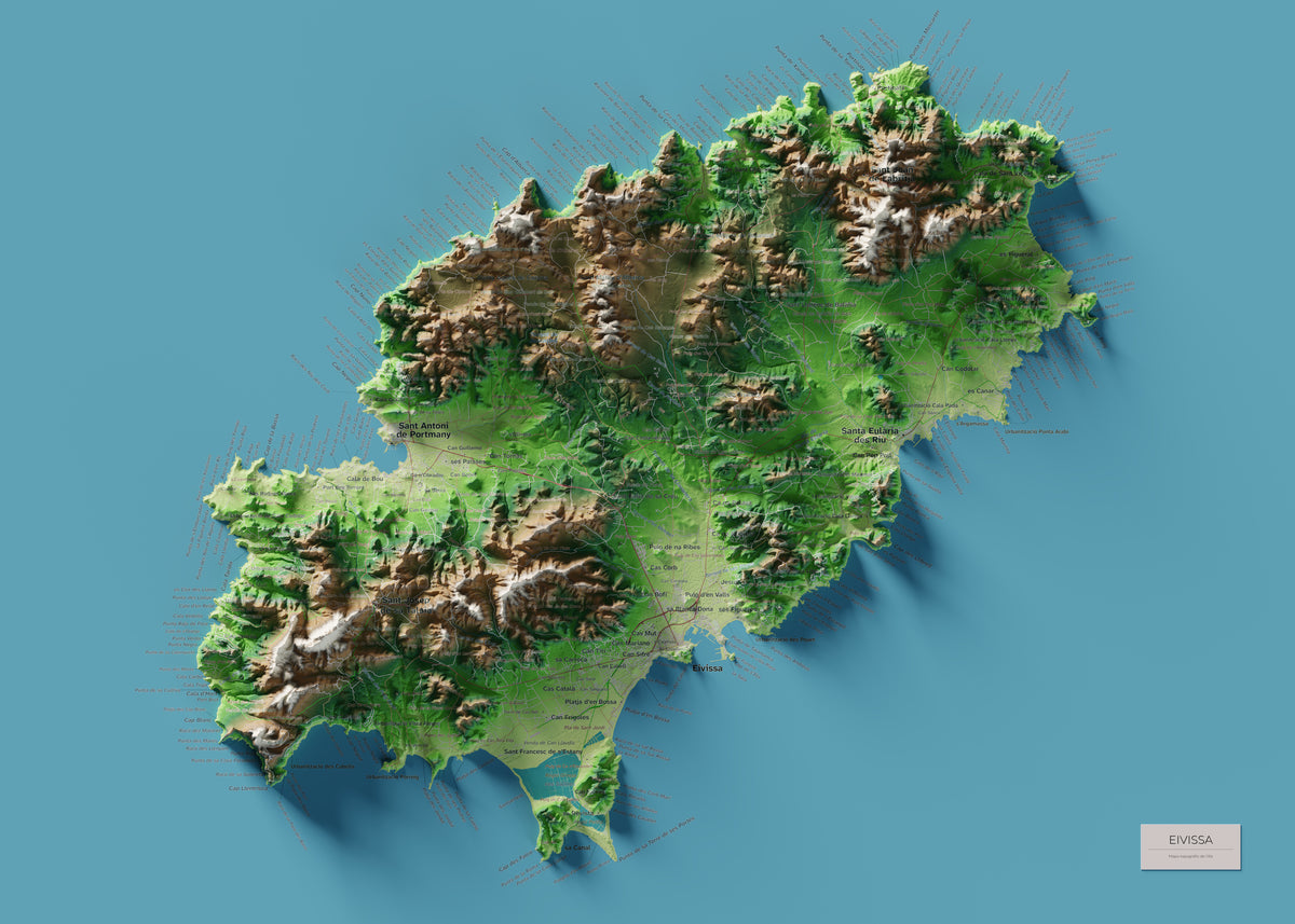 Edició octubre 2026 · Mapa topogràfic de Eivissa, Clàssic, 50 × 70 cm: mapa complet.
