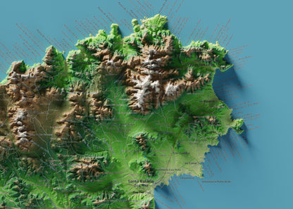 Edició octubre 2026 · Mapa topogràfic de Eivissa, Clàssic, 50 × 70 cm: detall de la costa nord-est.
