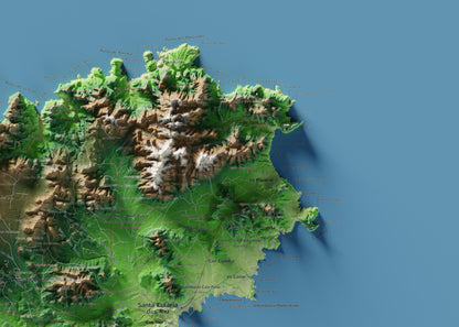 Edición revisada · Mapa topográfico de Ibiza (Eivissa), Clásico, 50 × 70 cm: detalle superior derecho.