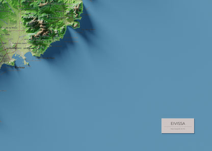 Edición revisada · Mapa topográfico de Ibiza (Eivissa), Clásico, 50 × 70 cm: detalle inferior derecho.