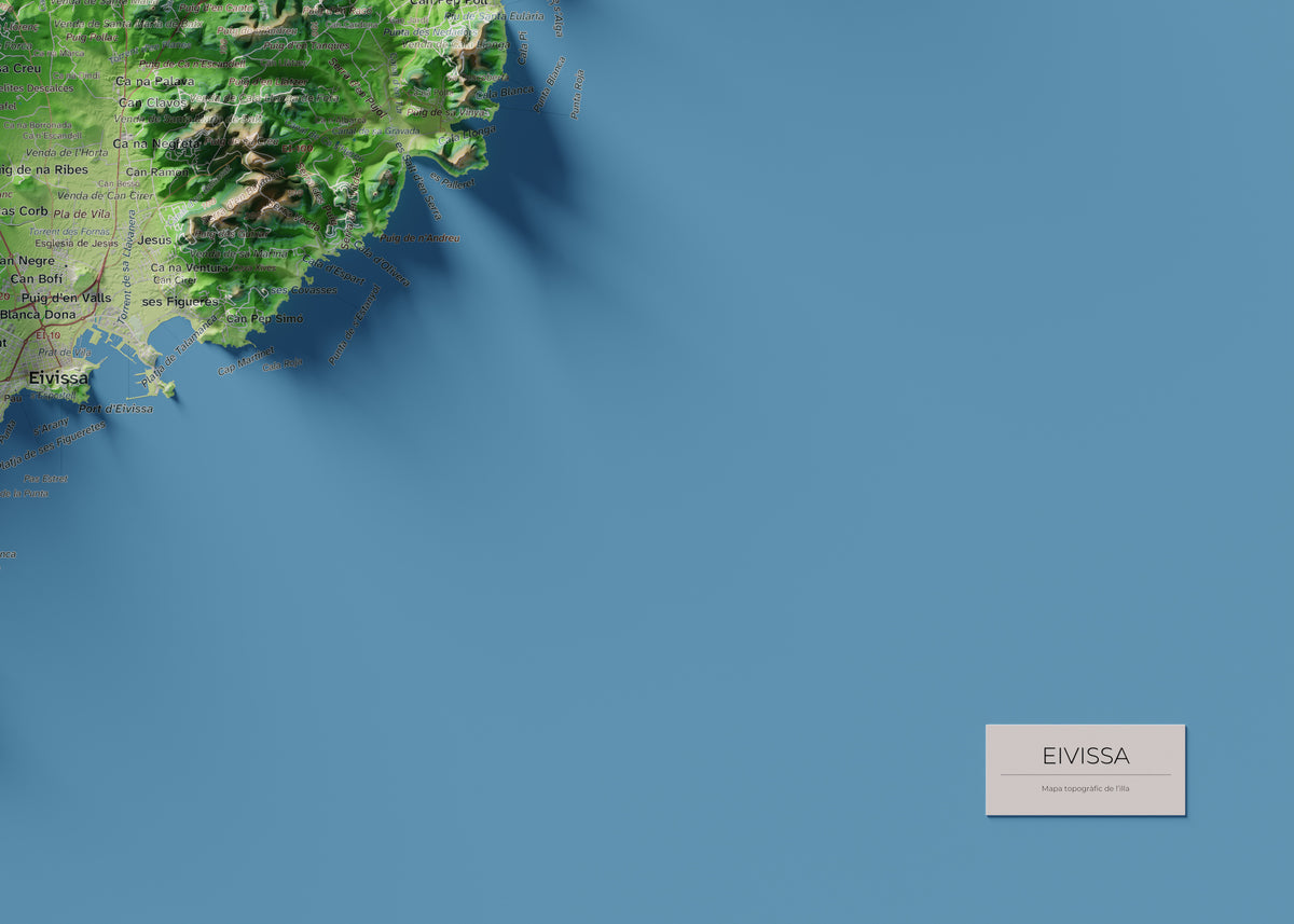 Mapa topogràfic d’Eivissa, Clàssic, 50 × 70 cm: detall inferior dret.