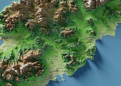 Edición revisada · Mapa topográfico de Ibiza (Eivissa), Clásico, 50 × 70 cm: detalle central.