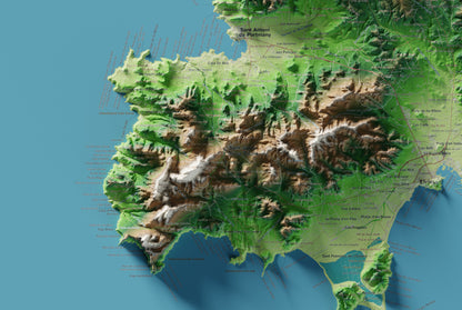 Edició octubre 2026 · Mapa topogràfic de Eivissa, Clàssic, 61 × 91 cm: detall de la costa sud-oest.