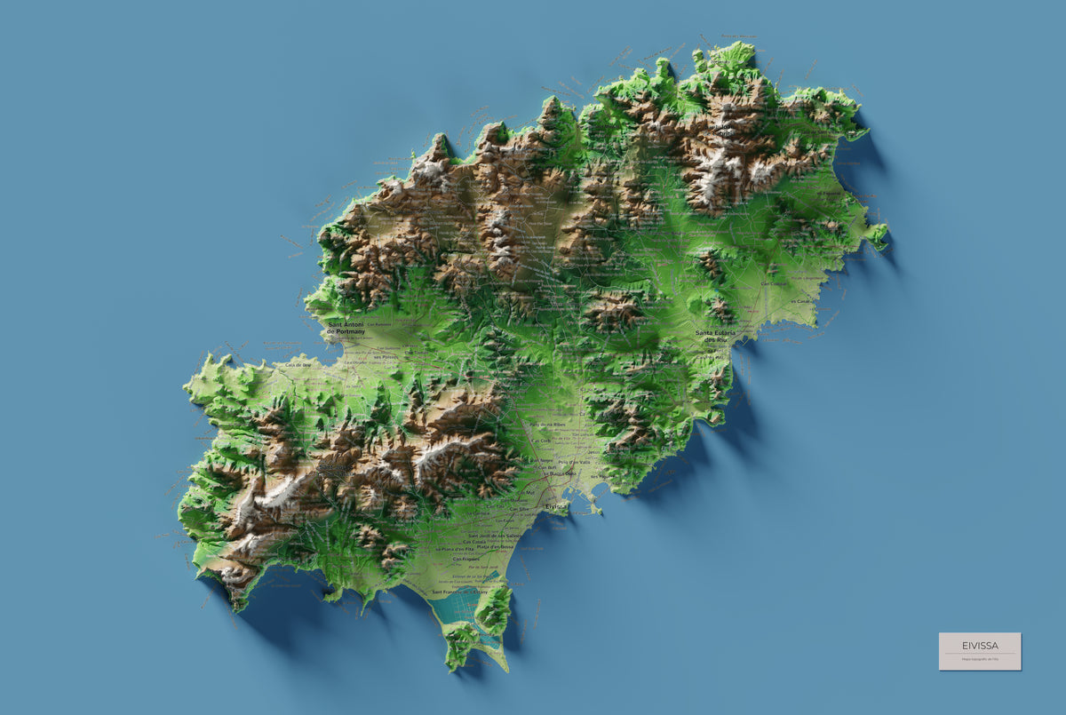 Mapa topogràfic d’Eivissa, Clàssic, 61 × 91 cm: mapa complet.
