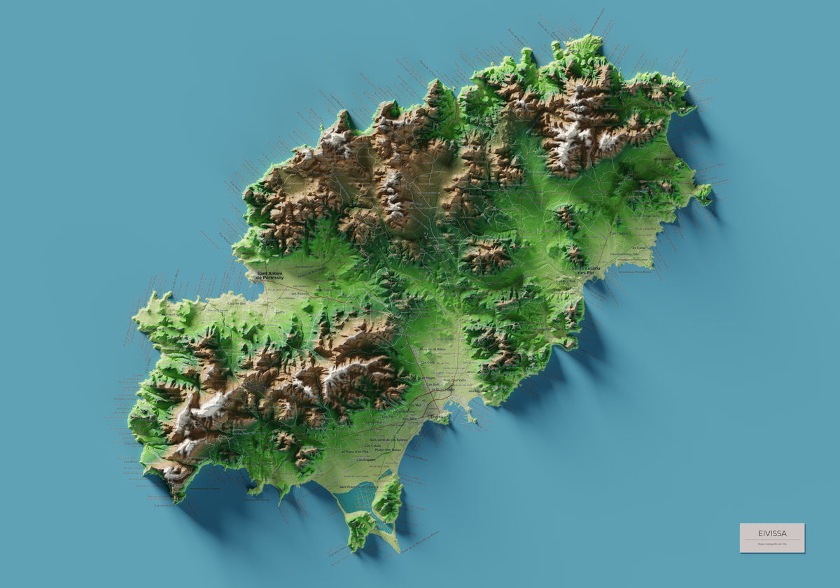 Edició octubre 2026 · Mapa topogràfic de Eivissa, Clàssic, 70 × 100 cm: mapa complet.