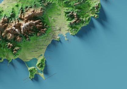 Edició octubre 2026 · Mapa topogràfic de Eivissa, Clàssic, 70 × 100 cm: detall de la costa sud-est.